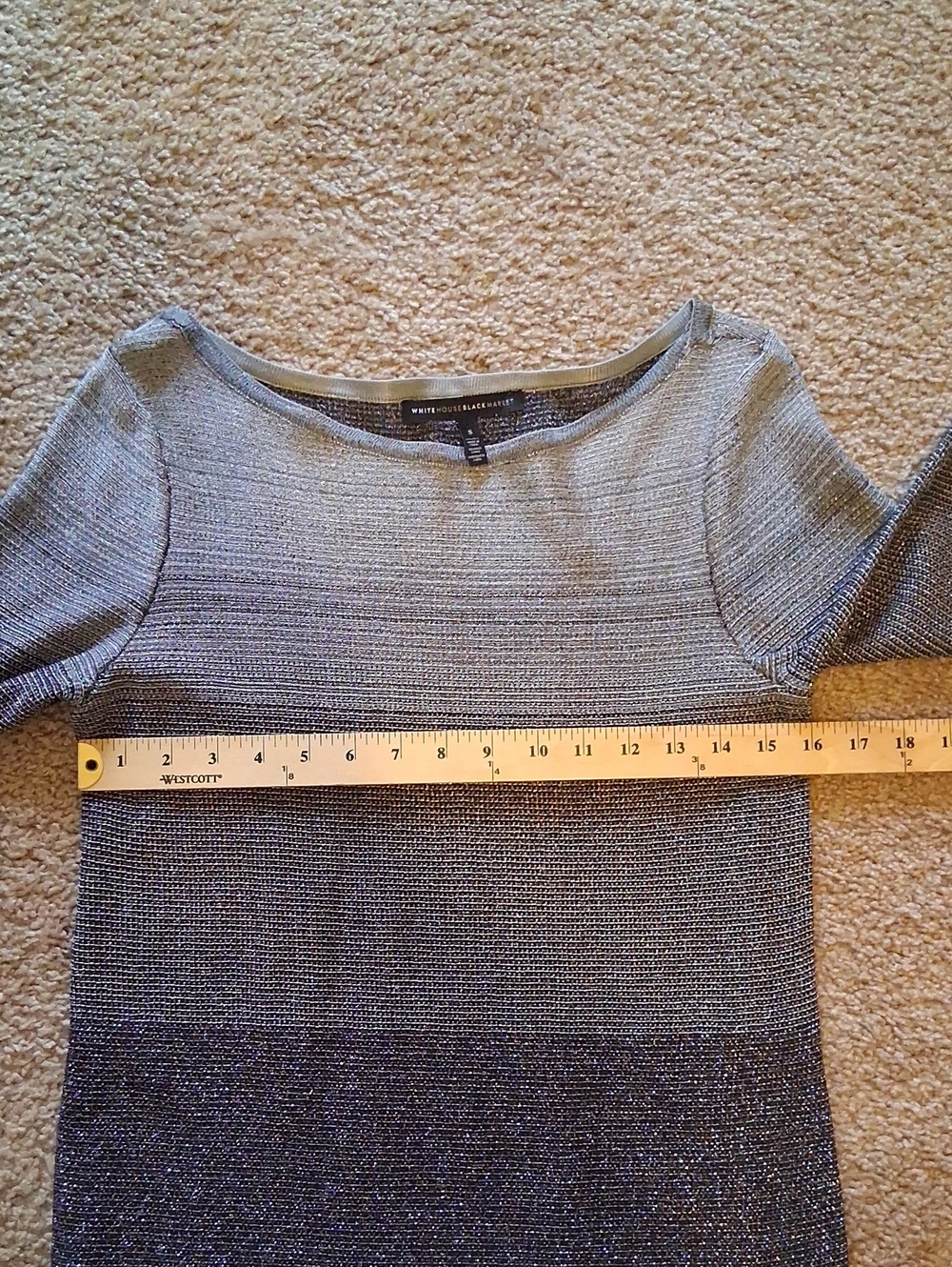 White House Black Market Metallic Ombre Knit Tunic Knit Sweater Blouse Top - Picture 8 of 9